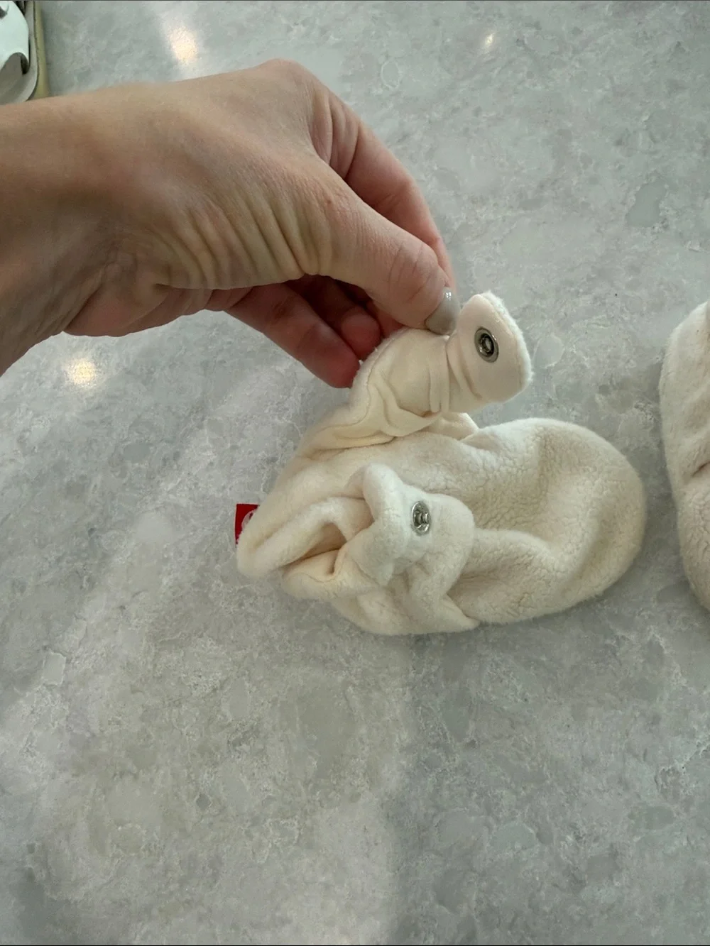 Cream Plush Baby Booties - Soft Infant Feet Warmers